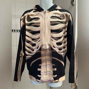 Skeleton hoodie from Dolls Kill realistic graphics front/back/both sides of hood
